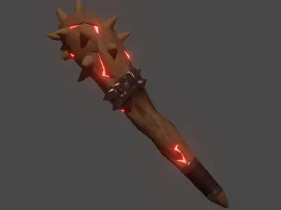 baton spiked weapon with lights Low-poly 3D model