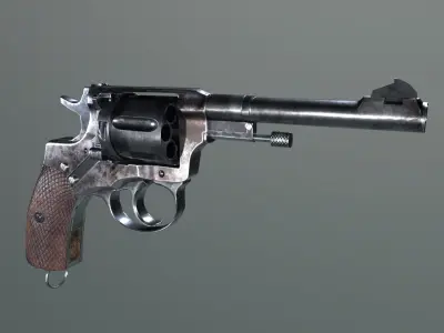 Nagant revolver Low-poly 3D model