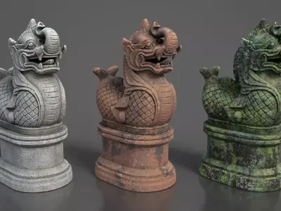 Ancient Khmer Statue 03-250522 Low-poly 3D model