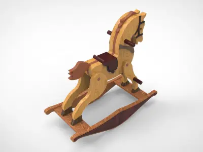 Rocking Horse Wooden Toy 3D model