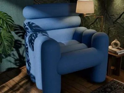 Blue bubble chair Free low-poly 3D model