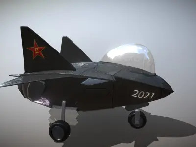 Cartoon Airplane J-20 Low-poly 3D model