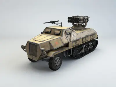 Low Poly 15 cm Panzerwerfer 42 Maultier Low-poly 3D model
