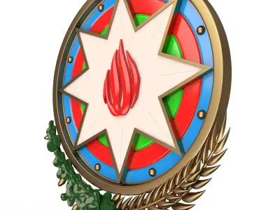 Coat of arms of Azerbaijan Colored Low-poly 3D model