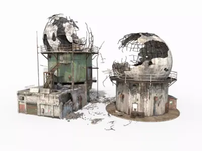 Damaged Old Radars 3D model