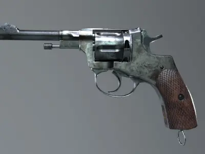Nagant revolver Low-poly 3D model
