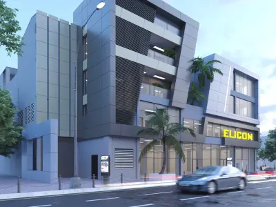 Commercial building 3D exterior Scene 3D model