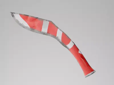 Stop Sign Kukri Blade Low-poly 3D model
