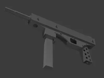 Luty submachine gun Low-poly 3D model