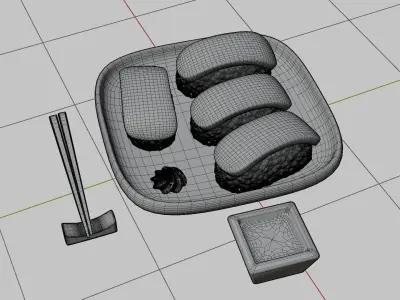Salmon Sushi Platter 3D model