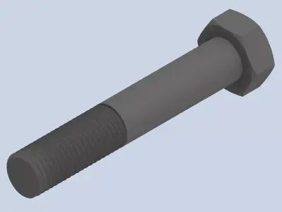 Bolt Partial Thread Hexagonal Head M24x140mm 3D model