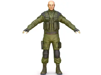 LowPoly 3d Man Military Solder Armor 3D Model Low-poly 3D model