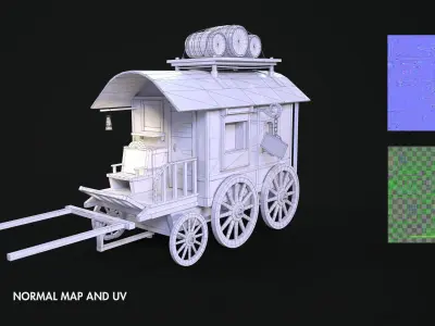 Medieval Carriage  Low-poly 3D model purchase