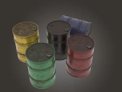 Metal Barrel Low-poly 3D model