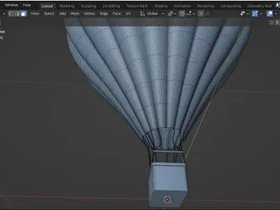 Air Balloon 3D medium poly Low-poly 3D model