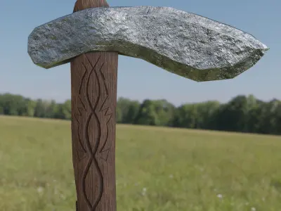 Axe PBR Low-Poly Game ready 3D model viking Low-poly 3D model
