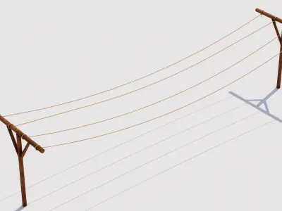 Clothesline Low-poly 3D model