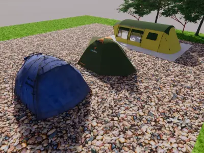 3D Model Outdoor Camping Site Low-poly 3D model