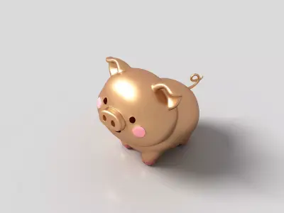 Gold jewelry pig Low-poly 3D model