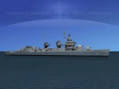 Fletcher Class Destroyer DD-574 USS John Rogers 3D model