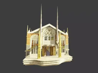 medival cathedral or throne room Low-poly 3D model