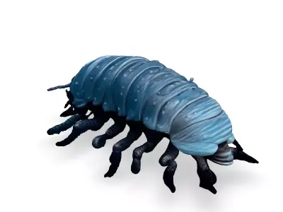 Bioluminescent Alien Worm 3D Model Low-poly 3D model