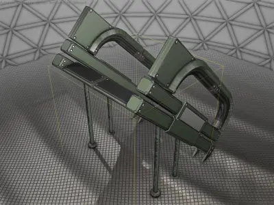 Sci-Fi Stairs - 4 - Green Version  Low-poly 3D model