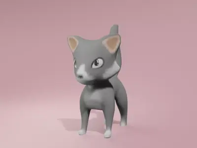 Toon cat Free low-poly 3D model