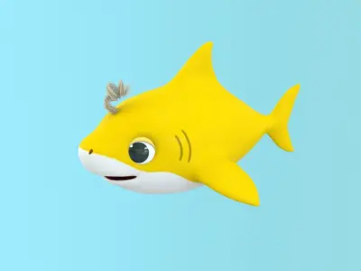 baby shark cartoon character Low-poly 3D model