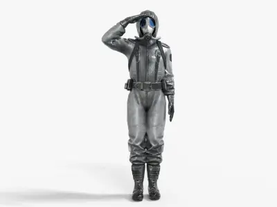 Radioactive Soldier - Atomic Veteran Rigged Animated Low-poly 3D model