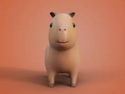 Stylized Low-Poly Capybara  Game-Ready 3D Model Low-poly 3D model