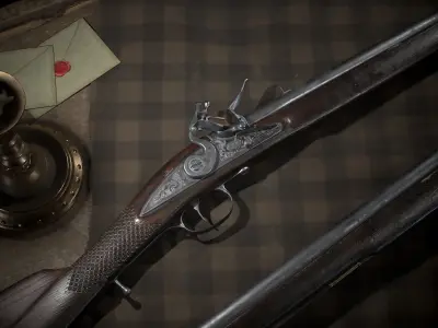 Shotgun Ferguson rifle 1770 Low-poly 3D model