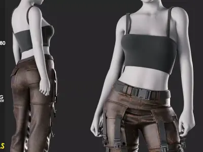 Girls Outfit 80 - Marvelous Designer 3D model