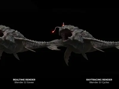 Alien Monster Fish Low-poly 3D model