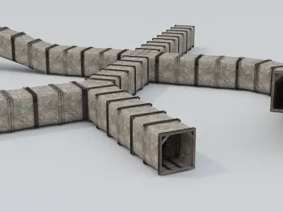 Modular Low Poly PBR Underground Mine Low-poly 3D model