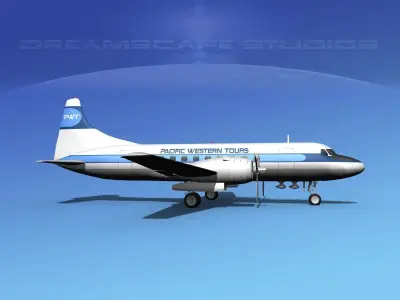 Convair CV-340 Pacific Western Tours 3D model
