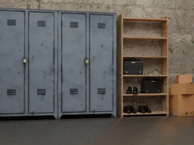 THE GARAGE AND CAR Free low-poly 3D model