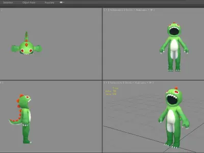 Cartoon dragon costume - cosplay Low-poly 3D model