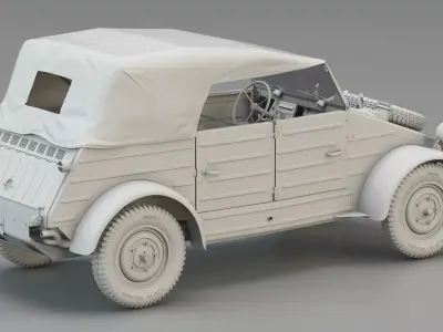 WWII German Military Utility Car 3D model