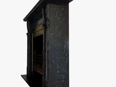 Black marble vintage fireplace 3D model