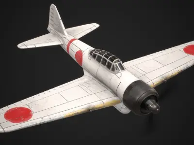 Mitsubishi A6M Zero Low-poly 3D model