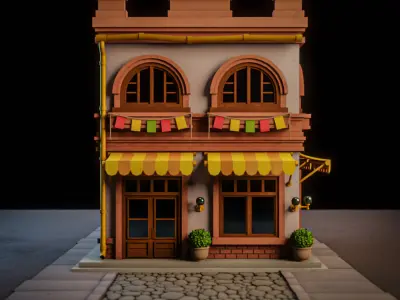 LOWPOLY CITY BUILDING STYLIZE 1 Low-poly 3D model