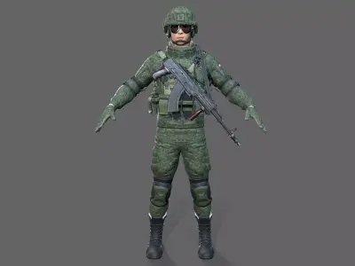  Russian Tactical Soldier Low-poly 3D model