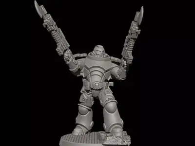 Sci-Fi Heavy Trooper STL Modular Power Armor 32mm Miniature V8 3D print model