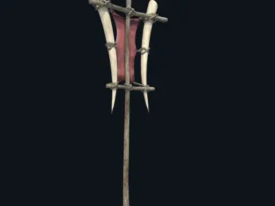 ORC TOTEM BANNER SIGN FORT CAMP ORCISH BARRICADE COLLECTION Low-poly 3D model