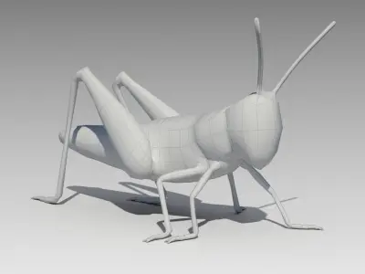 Grasshopper Animated Low-poly 3D model