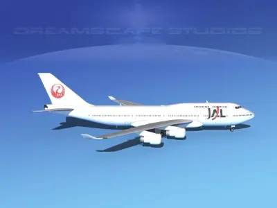 Boeing 747-400 Japan Airlines 3D model