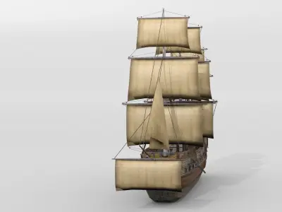 Historical French sail ship 3D model