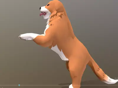 Retriever  Cheering DOg Standing Orange Dog Cycle 3D model