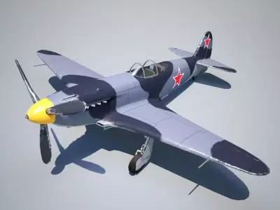 Yak-3 spitfire fighter plane - spitfire fighter plane Low-poly 3D model